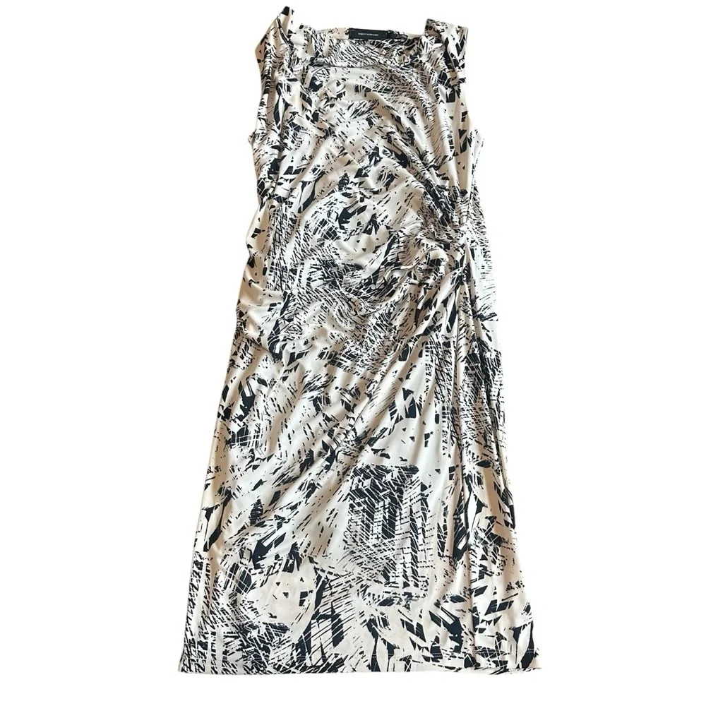Robert Rodriguez Lydia Draped Dress Black White Print Stretch Size Large Women's